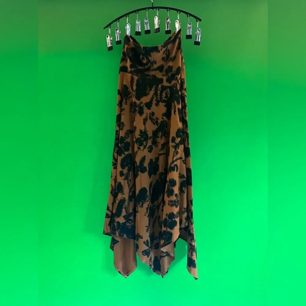 Bryn Walker Jersey Floral Wide Waistband A-Line Hem Pull-On Skirt XXS
